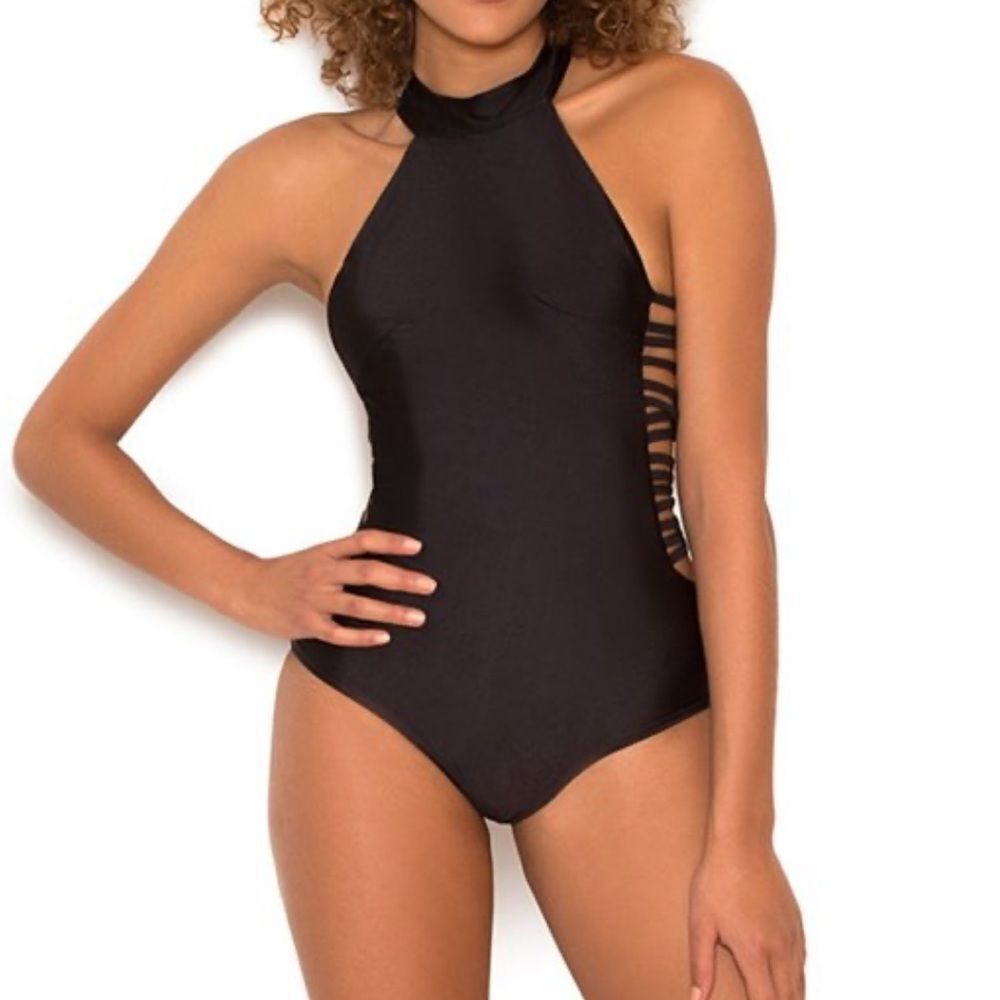 House of CB London Black Ladderback One Piece Swim Zipper Size S - Picture 1 of 8